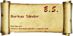 Burkus Sándor névjegykártya