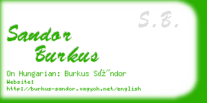 sandor burkus business card